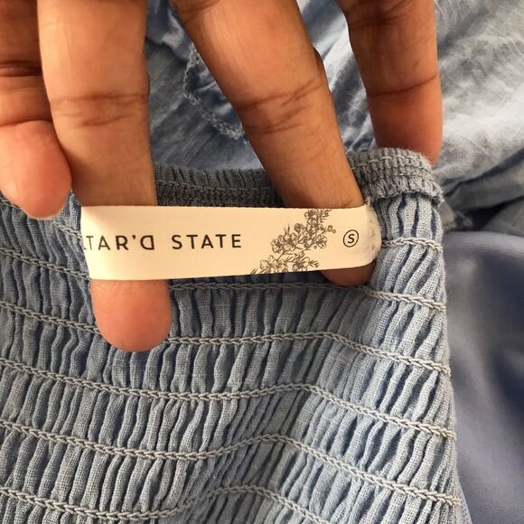 Altar'd State Light Blue Square Neck Long Sleeve Cottage Core Mini Dress NEW - S - Picture 10 of 10